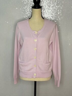 J.Jill Pink Cardigan Sweater Medium Petite Button Front Cotton Blend